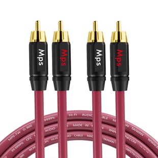 Mps发烧级6N无氧铜RCA音频线双莲花头二对二功放机HiFi信号连接线