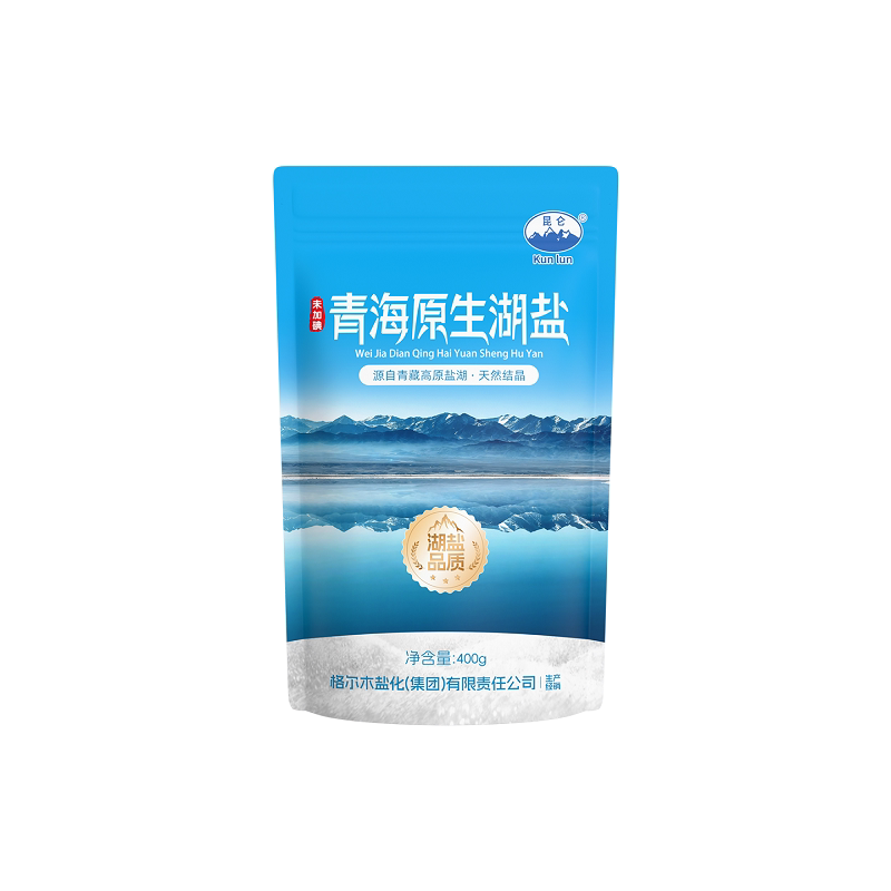 昆仑青海原生湖盐无碘藏青盐0添加家用400克食用盐不加碘青藏食品