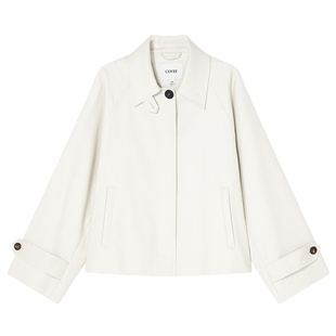 COVERINS【博主同款】白色立领风衣女2024年秋季新品短外套夹克