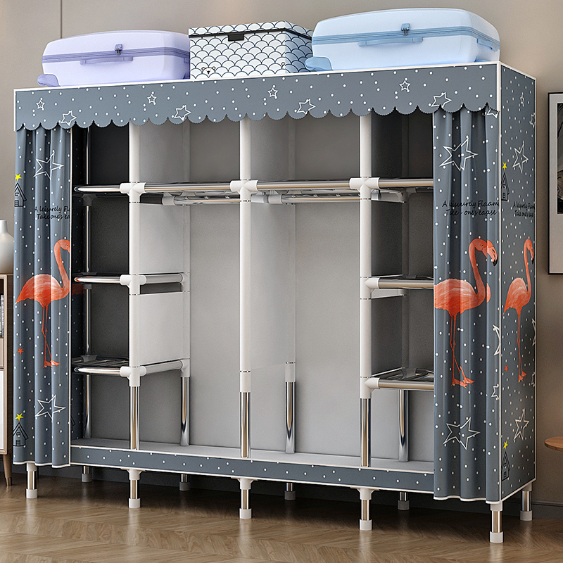 简易布衣柜布艺加厚加粗钢管全钢架家用卧室布衣橱简约现代经济型