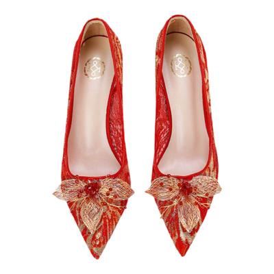 KAKA红色婚鞋新娘鞋秀禾服鞋