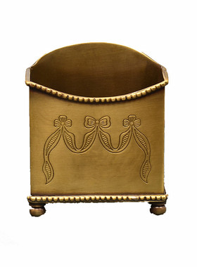 纯铜印花立式书房笔筒名片夹