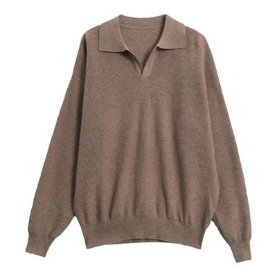 美式复古针织毛衣莫代尔Polo衫