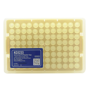 Kirgen科进 200ul加长滤芯黄枪头 300ul带刻度盒装移液器吸头 滤芯吸嘴 KG5233