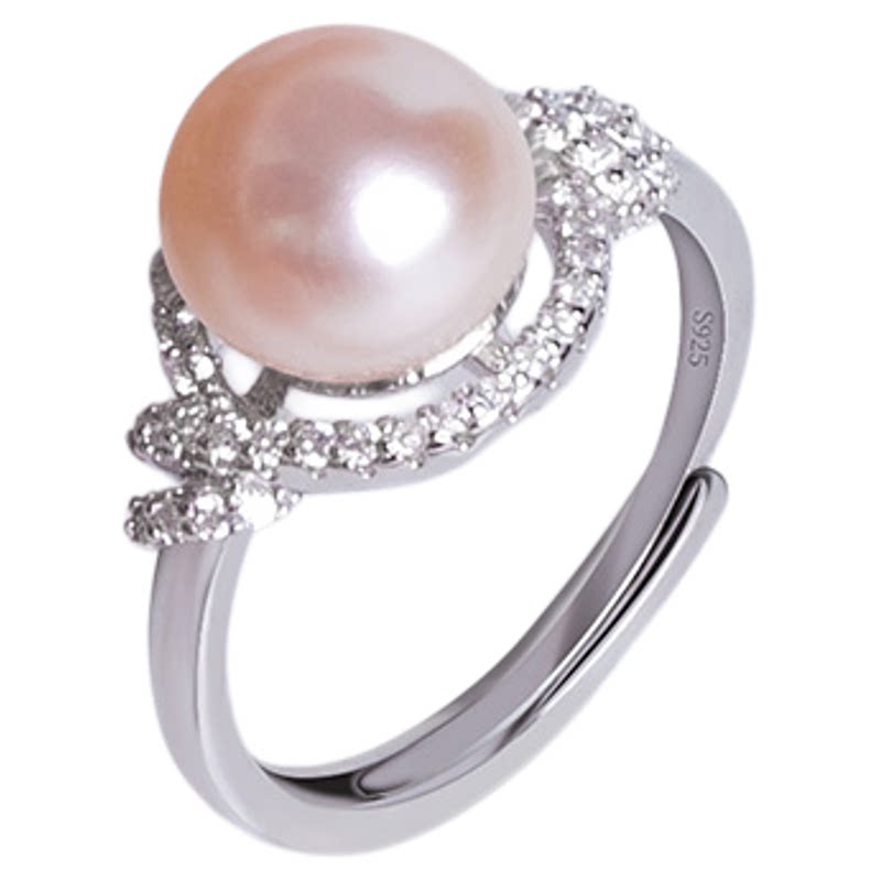 淡水珍珠戒指女款925银馒头珠戒指/指环