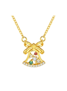 周六福圣诞铃项链女铃铃雪颂链坠S925银轻奢小众圣诞礼物送女友