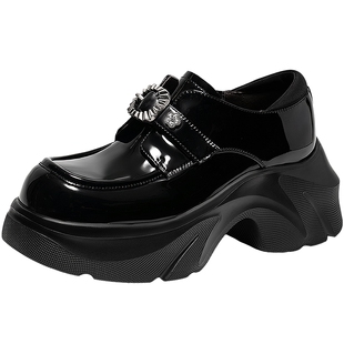 欧阳娣娣同款MIO米奥乐福鞋女2026春季新款高跟金属饰扣小皮鞋