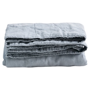 伽罗生活可水洗纯色宽格亚麻被子法国雨露麻春秋被薄夏凉被空调被