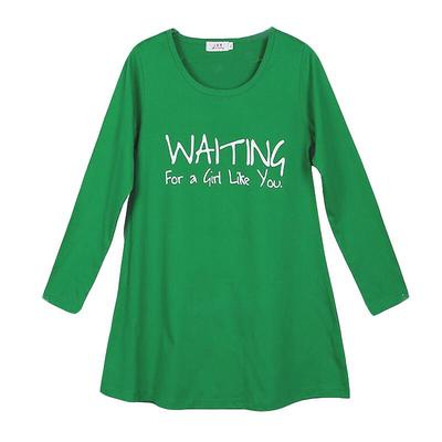 大码中长款纯棉女长袖显瘦