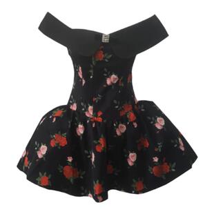 EVAN现货/纯欲翻领抹胸一字肩显瘦设计感蝴蝶结蓬蓬裙短裙连衣裙