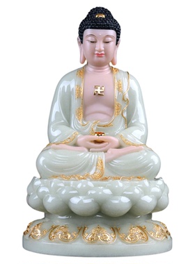 摆件居家三宝佛信扬汉白玉供佛