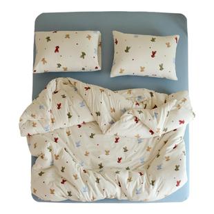 DAISYHOME可爱小兔子针织棉100全棉软糯亲肤母婴裸睡四件套床单式