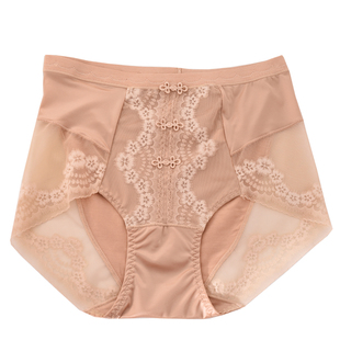 中国风蕾丝中高腰内裤女大码胖MM宽松性感夏季薄莫代尔三角短裤
