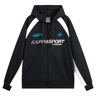 Kappa卡帕背靠背运动外套女春季新款复古赛车针织开衫男运动上衣