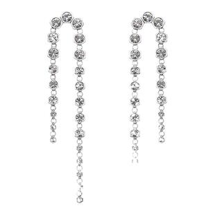 CRAYONX气质大女主 不对称六角长款修饰脸型流苏网红锆石银针耳