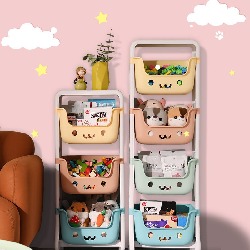 儿童玩具收纳架多层带轮子整理架本绘可家用架移动书架零食置物架