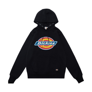 Dickies印花加绒连帽卫衣男士秋冬新品潮牌宽松上衣女帽衫9473a