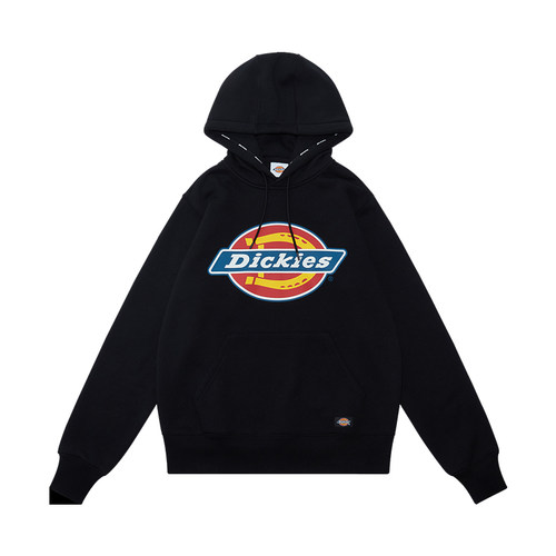 Dickies印花加绒连帽卫衣男士秋冬新品潮牌宽松上衣女帽衫9473a