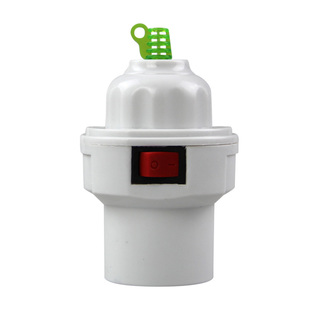 陶瓷灯口带开关二扁插孔插座e27螺口悬吊式耐高温灯座灯头转换器