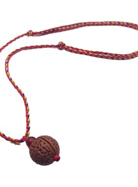 桃木桃篮吊坠挂件五彩绳项链