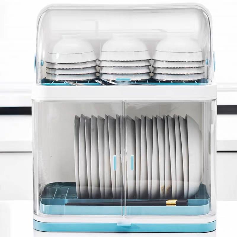 厨房碗架碗筷收纳盒带盖放餐具装碗箱碟盘沥水置物架塑料碗柜家用