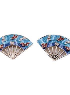 新式中古风耳饰景泰蓝蝴蝶古