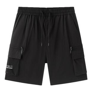 森马休闲中裤男凉感工装裤轻薄款夏宽松直筒五分短裤男款时尚印花