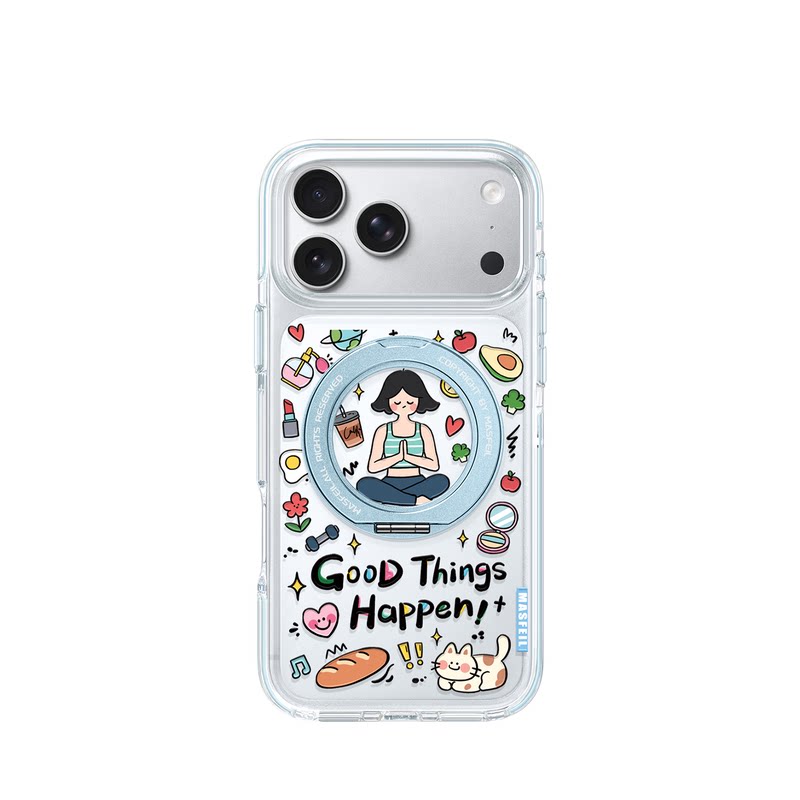 MASFEIL× 自律健康生活适用iPhone18Promax手机壳新款ip16磁吸带支架Go8苹果17Pro保护套13支点透明高级感15
