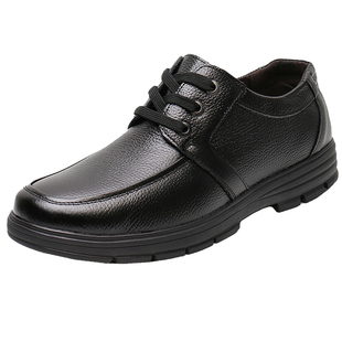 新款男休闲皮鞋圆头大头鞋日常工作鞋酒店厨房上班商务软底爸爸鞋