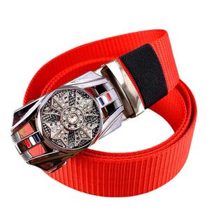 社会青年人男潮新款时来运转加长自动扣尼龙帆布腰带休闲大码皮带