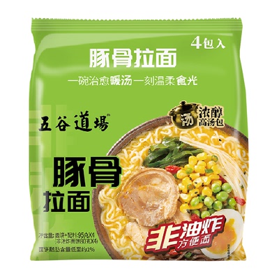 五谷道场日式豚骨高汤面95g*4袋