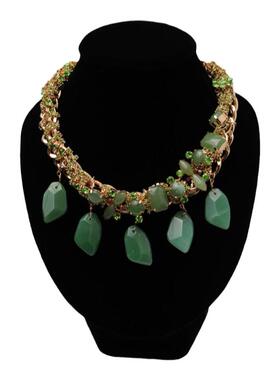 Desigual奢华宫廷风复古合金镶嵌粉晶玉石高贵感项链气质宴会颈链