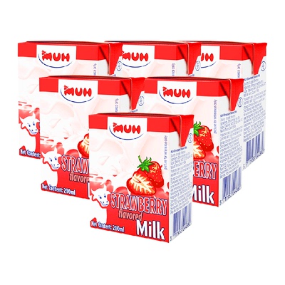 甘蒂牧场草莓口味牛奶200ml×6盒