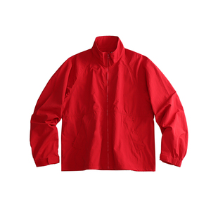 CoosRetro 男士立领宽松透气logo印花下摆抽绳拼接设计教练夹克