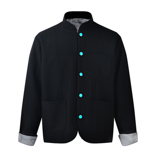 三省六部·吏部【四大皆空】秋冬新中式重磅羊毛绿松石扣男士唐装