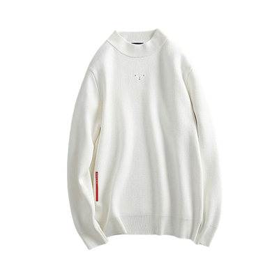 老钱风红标半高领羊毛衫男秋冬