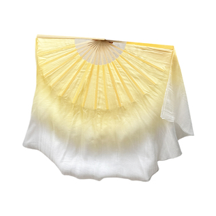 胶州秧歌舞蹈真丝扇丝巾米黄渐变白海洋秧歌古典舞考级表演道具
