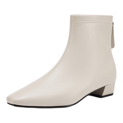 星期六真皮切尔西靴短靴女靴