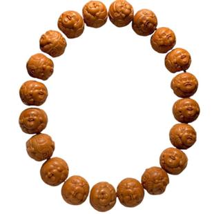 财迷男士猴头手串高端男款核桃文玩雕刻弥勒佛笑佛财神橄榄核精雕