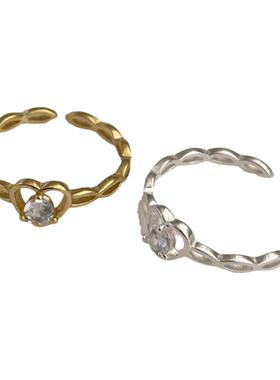 超温柔！镂空爱心925纯银戒指