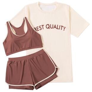 泳衣女大码保守胖mm大胸遮肉200斤泡温泉学生分体三件套运动泳装