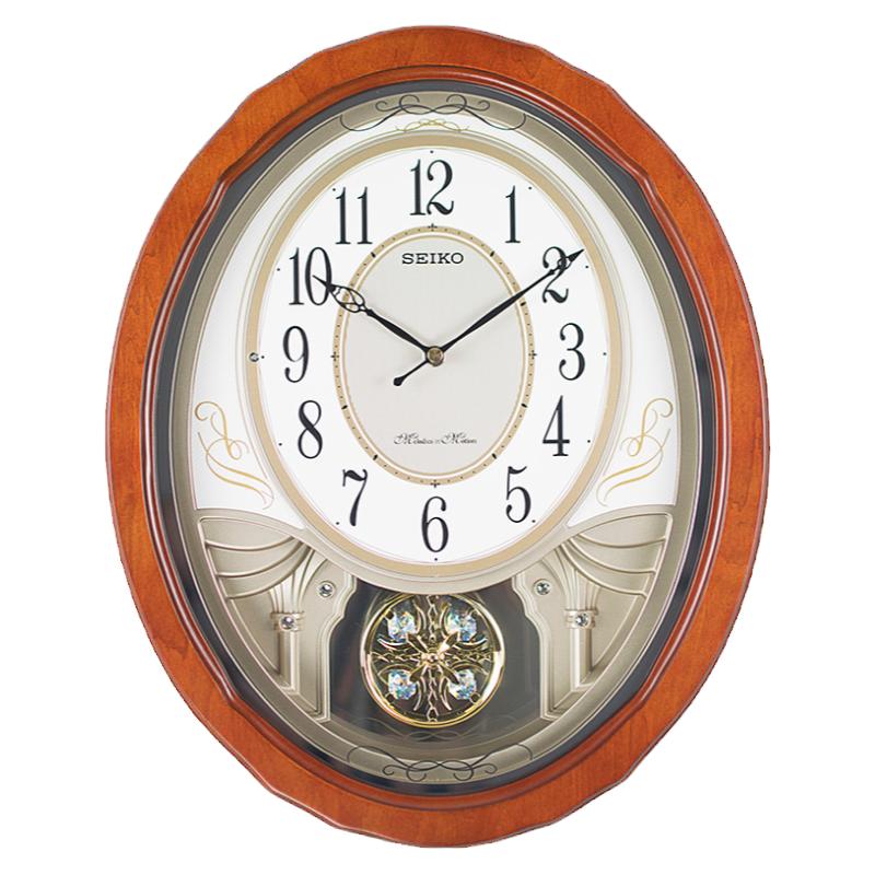 Seiko/精工水晶音乐实木挂钟