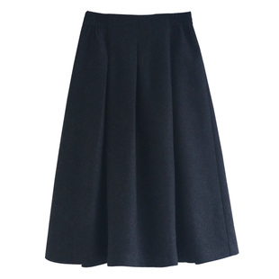 徐大脸吖定制 知识分子意式精纺羊毛百褶裙秋冬中长a字半身裙子女