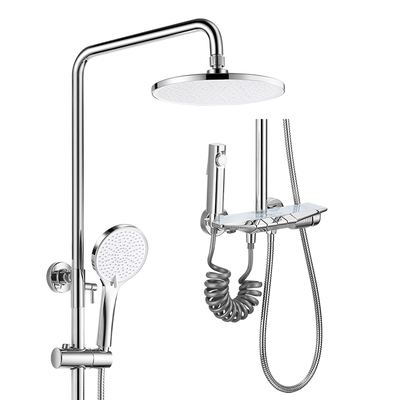 埃美柯全铜淋浴花洒钢化玻璃面板