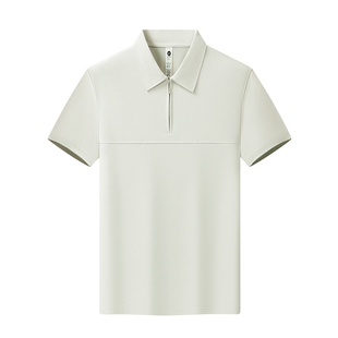 蔚来灰半拉链polo衫定制印字logo夏季短袖t恤翻领工作服工装刺绣