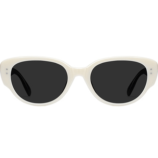 白框复古猫眼墨镜女款白色高级感方圆脸海边防紫外线白边太阳眼镜