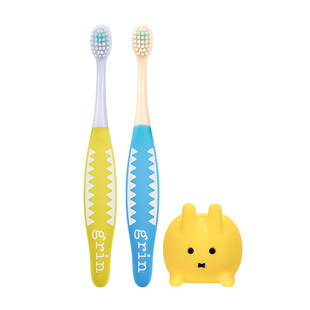 grin儿童牙刷软毛小头牙刷座婴儿6-24月幼儿牙刷2-7岁专用换牙期