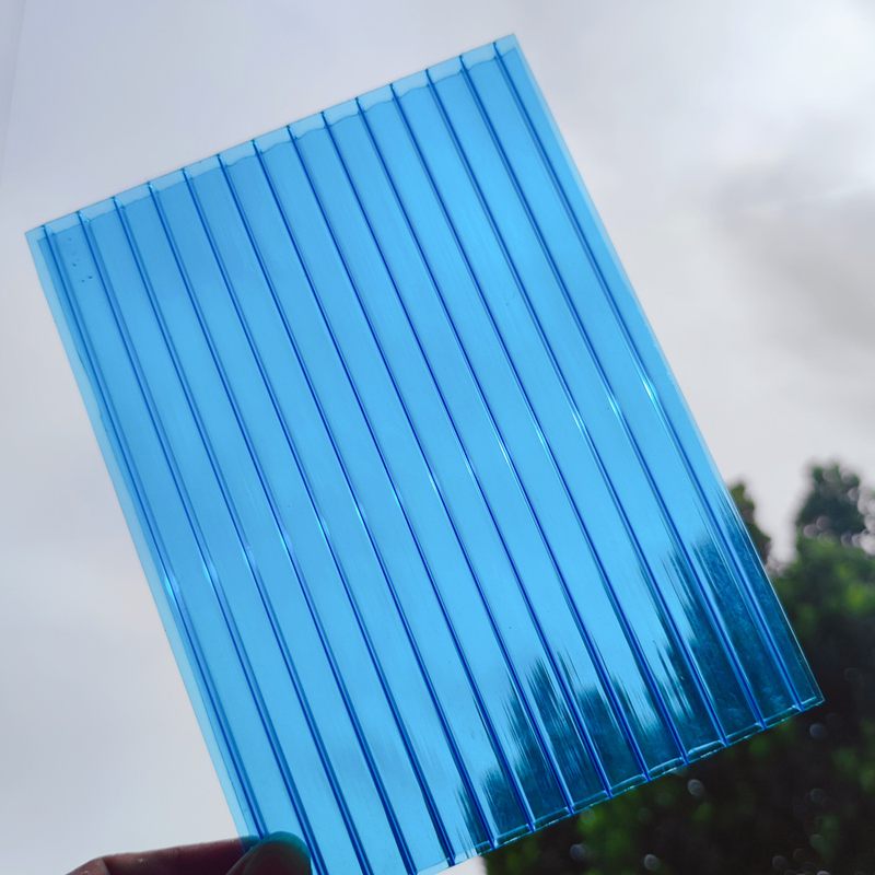 小区车棚雨棚隔断户外隔热美观10mm中湖蓝色pc蜂窝阳光板