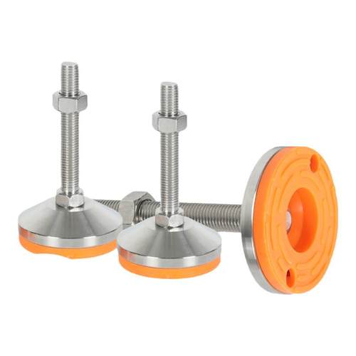 304不锈钢重型脚杯防震带黄垫固定地脚螺丝调节支撑脚机金属蹄脚