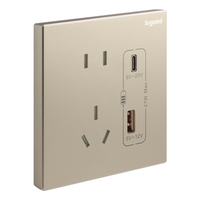 罗格朗开关插座五孔typea暗装